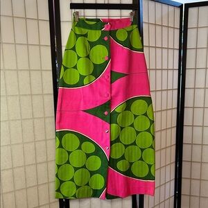 70’s Vintage Vibrant Pink and Green Button-Up Skirt
